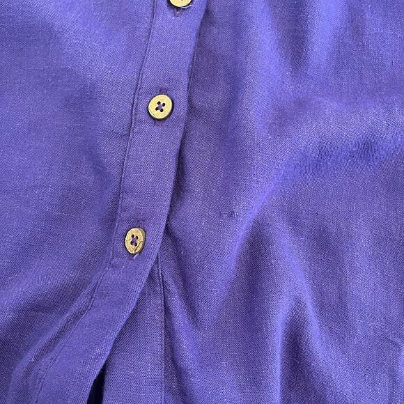 NWT Free People Vintage Summer Midi Dress Sz L Fits M Linen Blend Button Purple - Picture 12 of 16